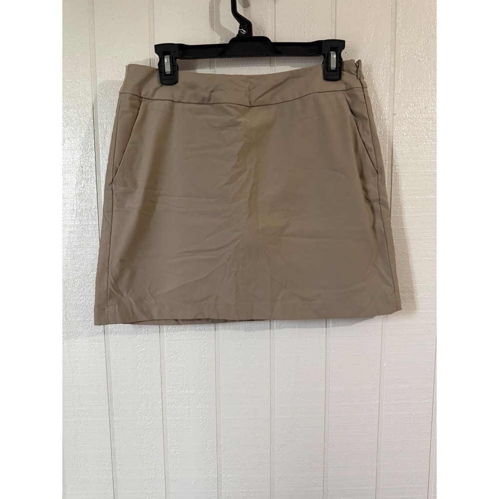 Nike Golf Dri-FIT Skort Khaki Tan Side Zip Athletic Skirt Women 6